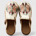 Floral Embroidered Slip On Jute Trim Flat Espadrille