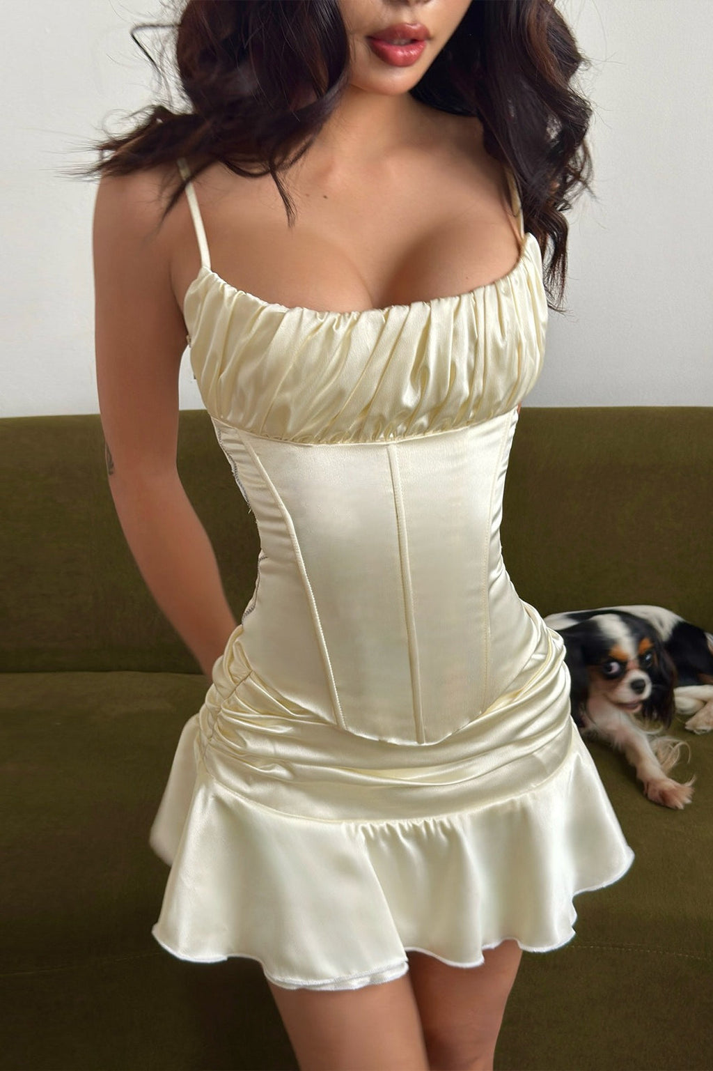 Elegant Backless Cami Ruffle Skirt Set