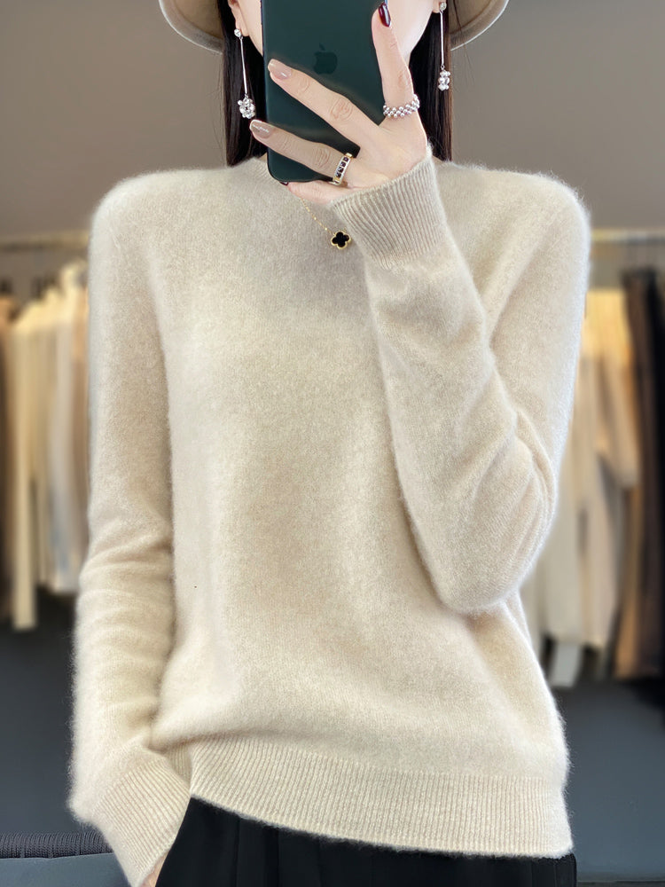 Rizalinda | Women's Crew Neck Wool Knit Sweater