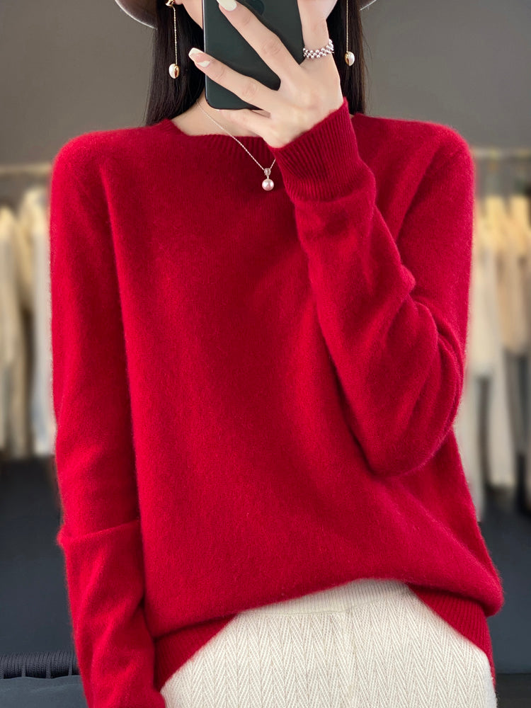 Rizalinda | Women's Crew Neck Wool Knit Sweater