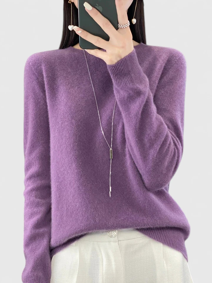 Rizalinda | Women's Crew Neck Wool Knit Sweater