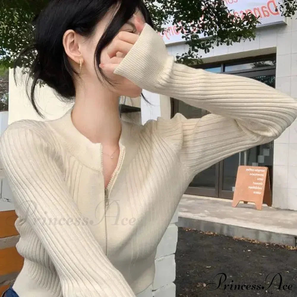 Dual-Headed Zipper Premium Knitted Cardigan Jacket