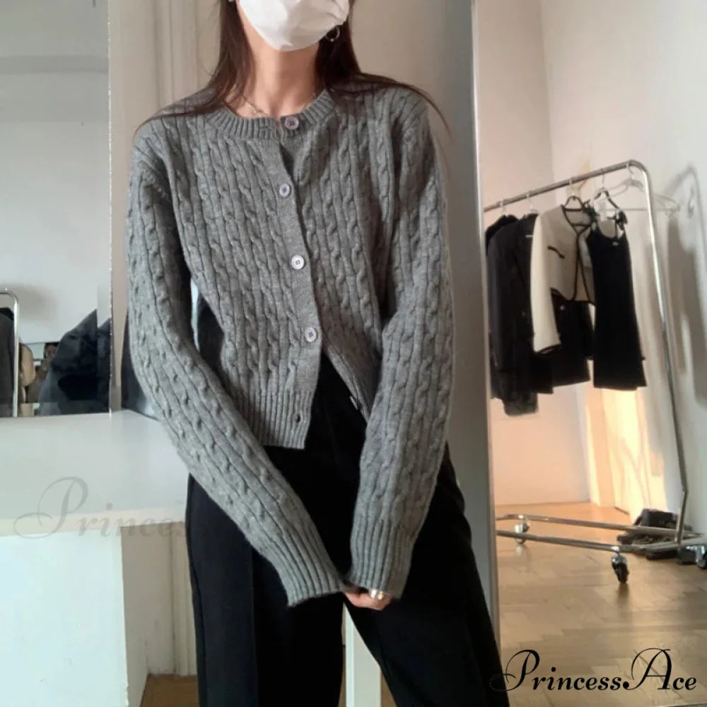 Durable Circular Neck Unfastened 2000s Fashion Knitted Cardigan