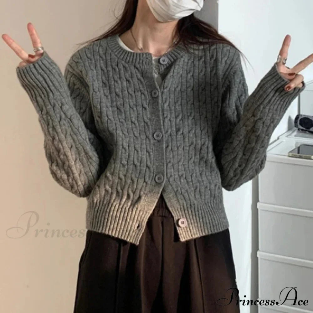 Durable Circular Neck Unfastened 2000s Fashion Knitted Cardigan
