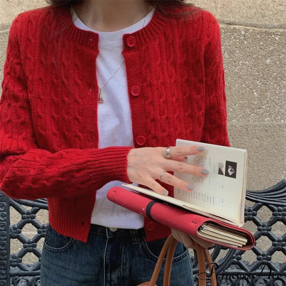 Durable Circular Neck Unfastened 2000s Fashion Knitted Cardigan