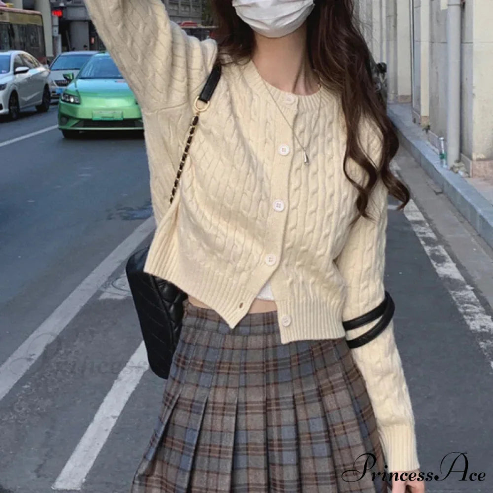 Durable Circular Neck Unfastened 2000s Fashion Knitted Cardigan