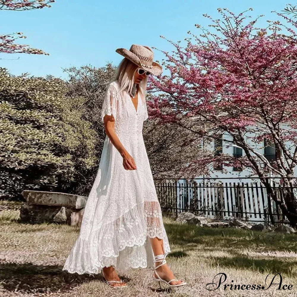 Durable Flower Short Sleeve Bohemian Dress