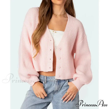 Durable Lantern Sleeve Button Down Knit Cardigan