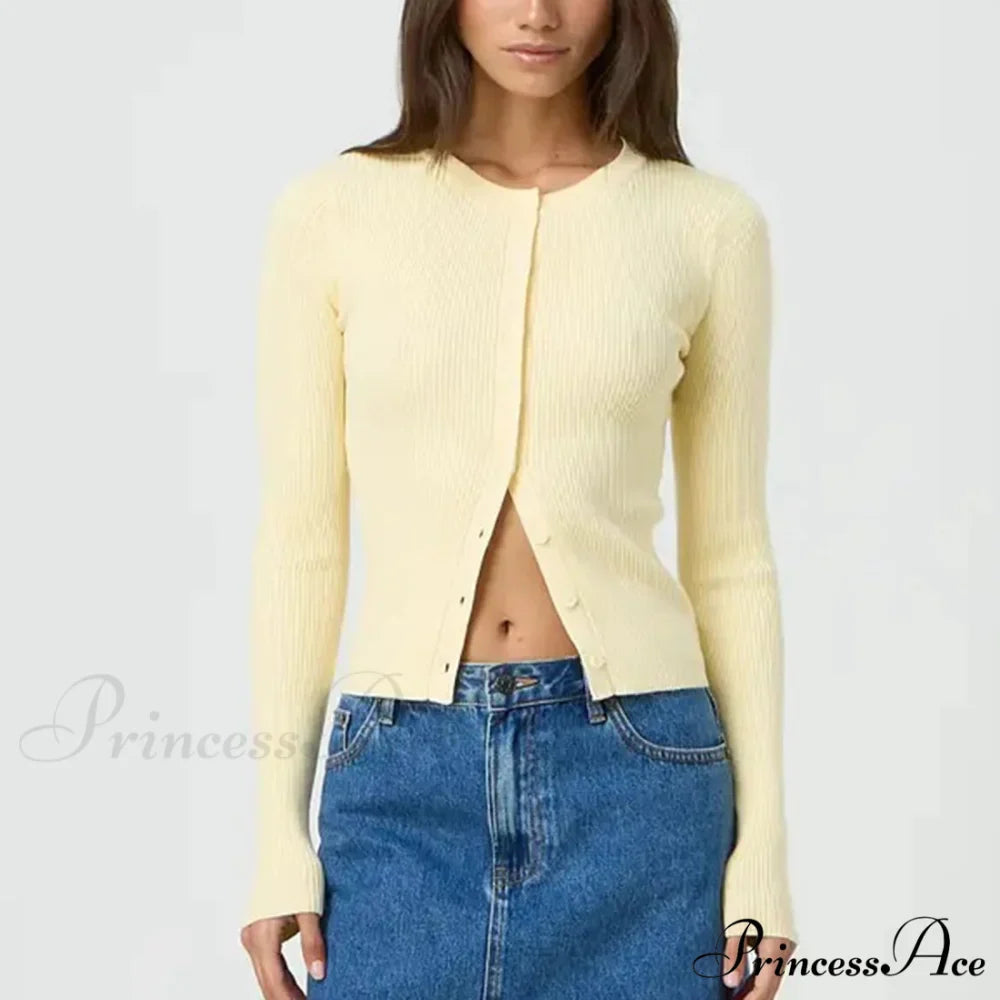 Durable Ridged Button Up Trim Knit Cardigan
