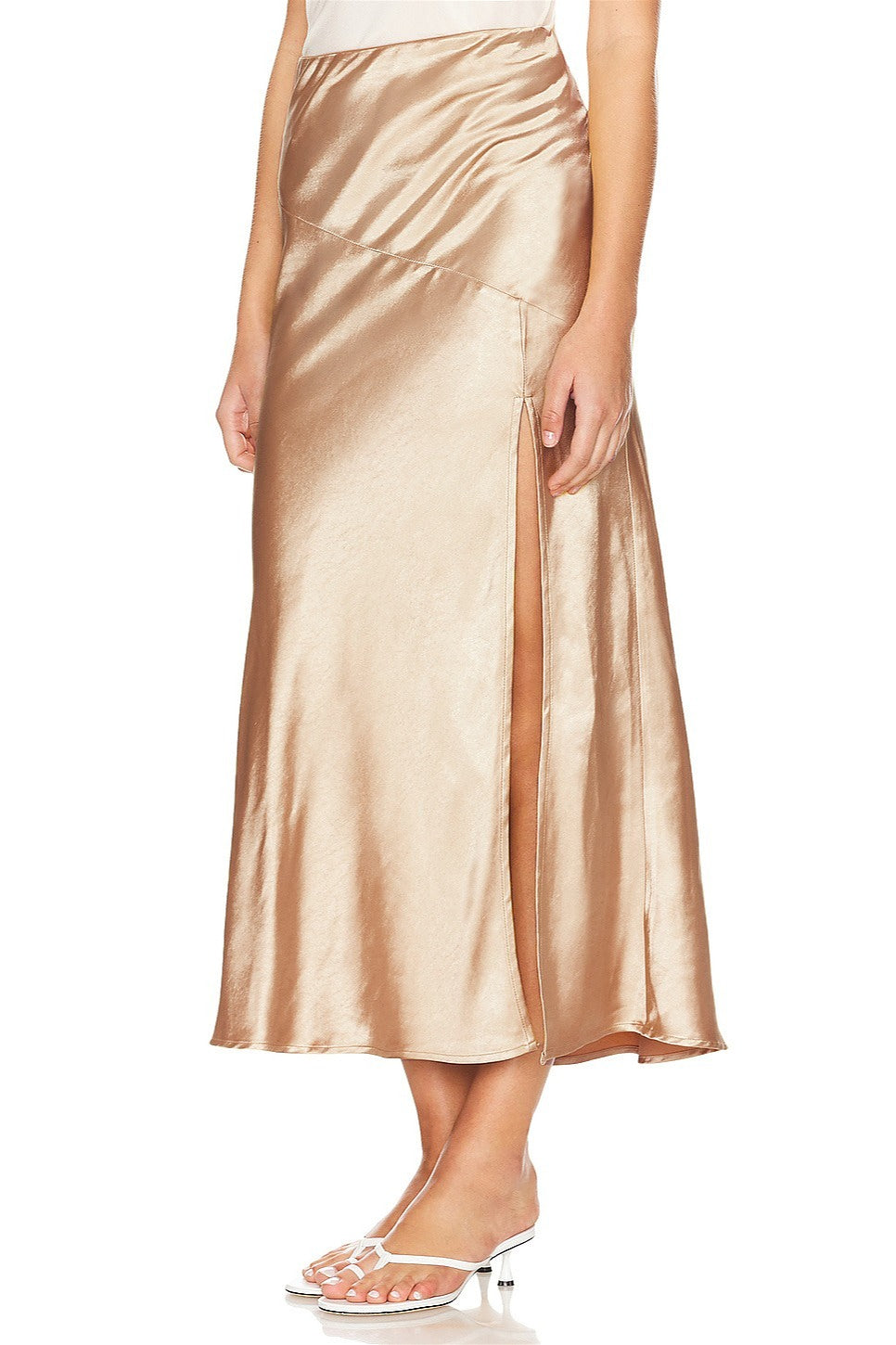 Elegant Satin Slit Bodycon Maxi Skirt