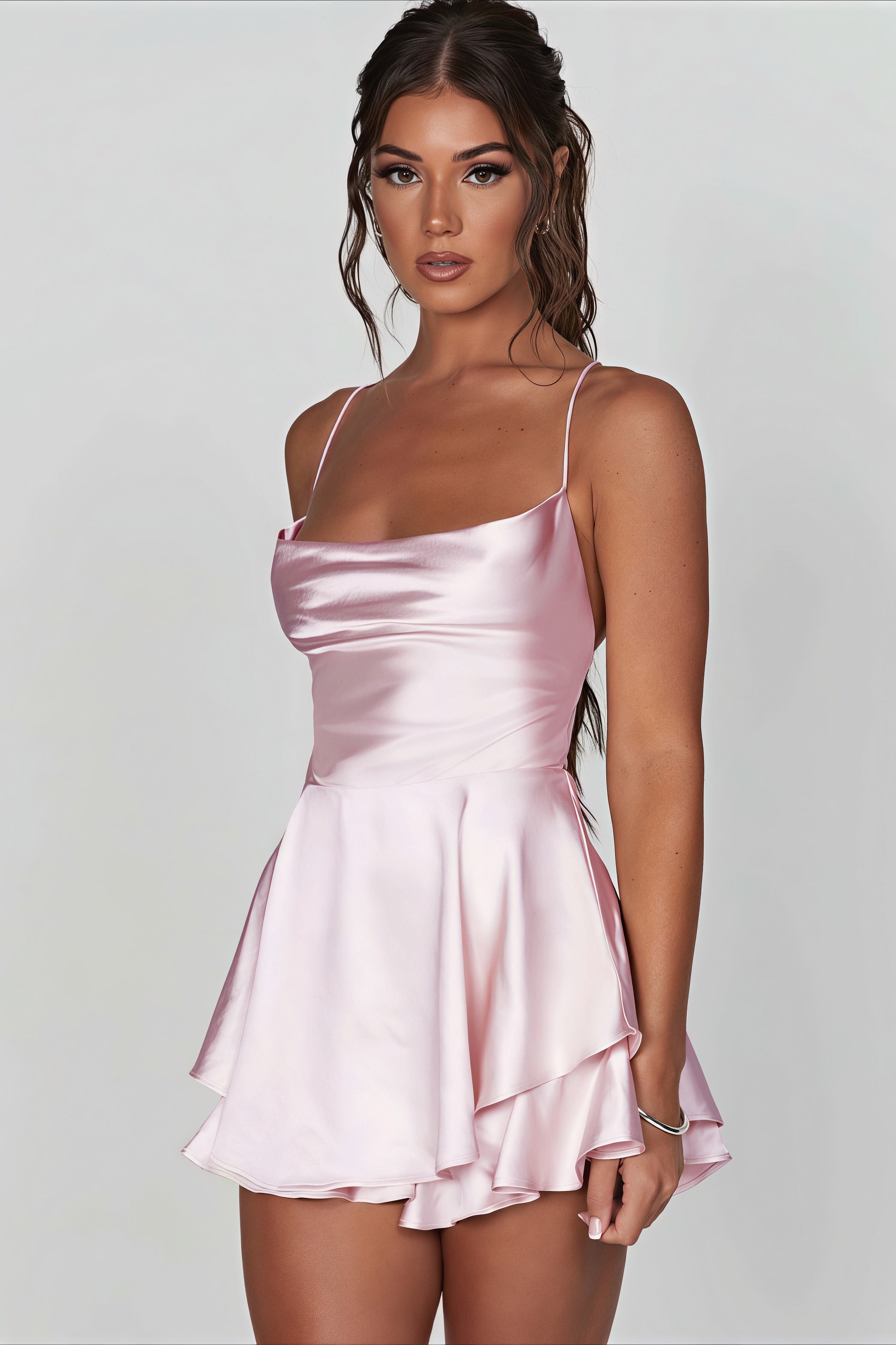 Sexy Slim Solid Color Backless Cami Mini Dress