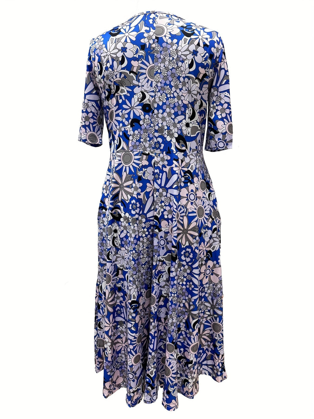 Gabi-Elegant Floral Print V-Neck Midi Dress