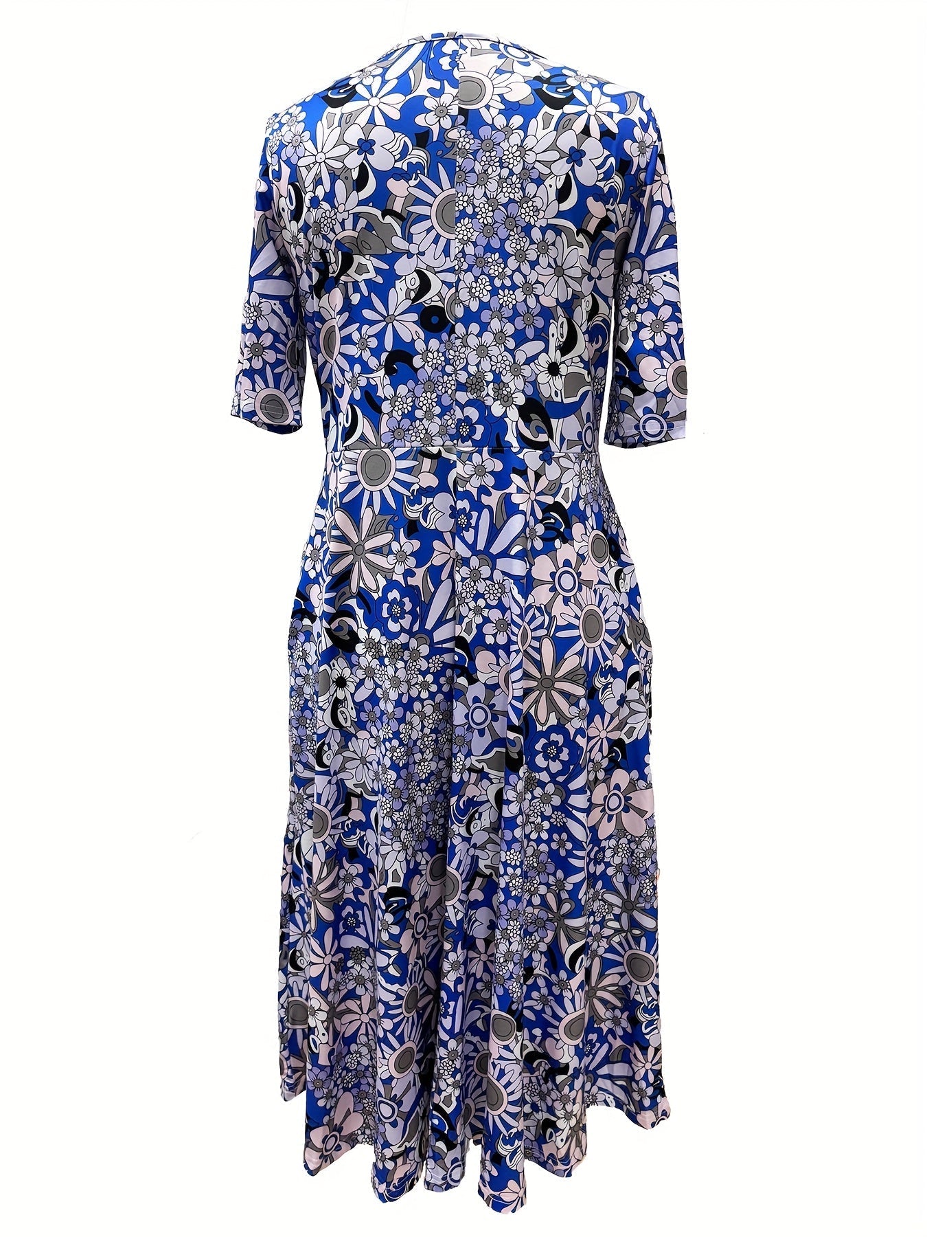 Gabi-Elegant Floral Print V-Neck Midi Dress