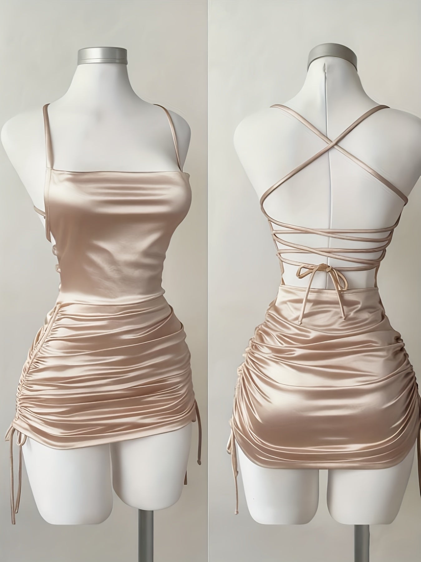 Ruched Drawstring Homecoming Mini Dress