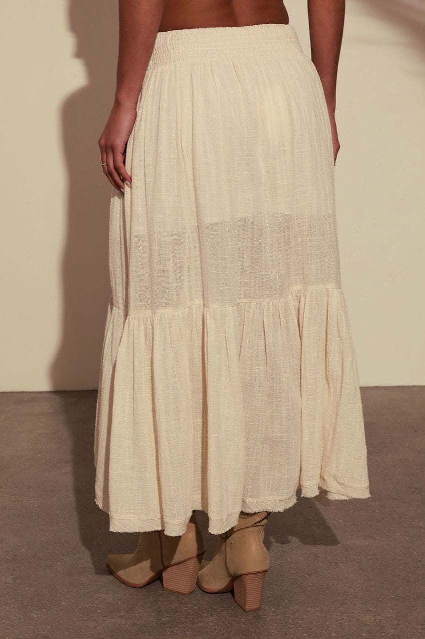 Elastic Waist Asymmetric Casual Skirt