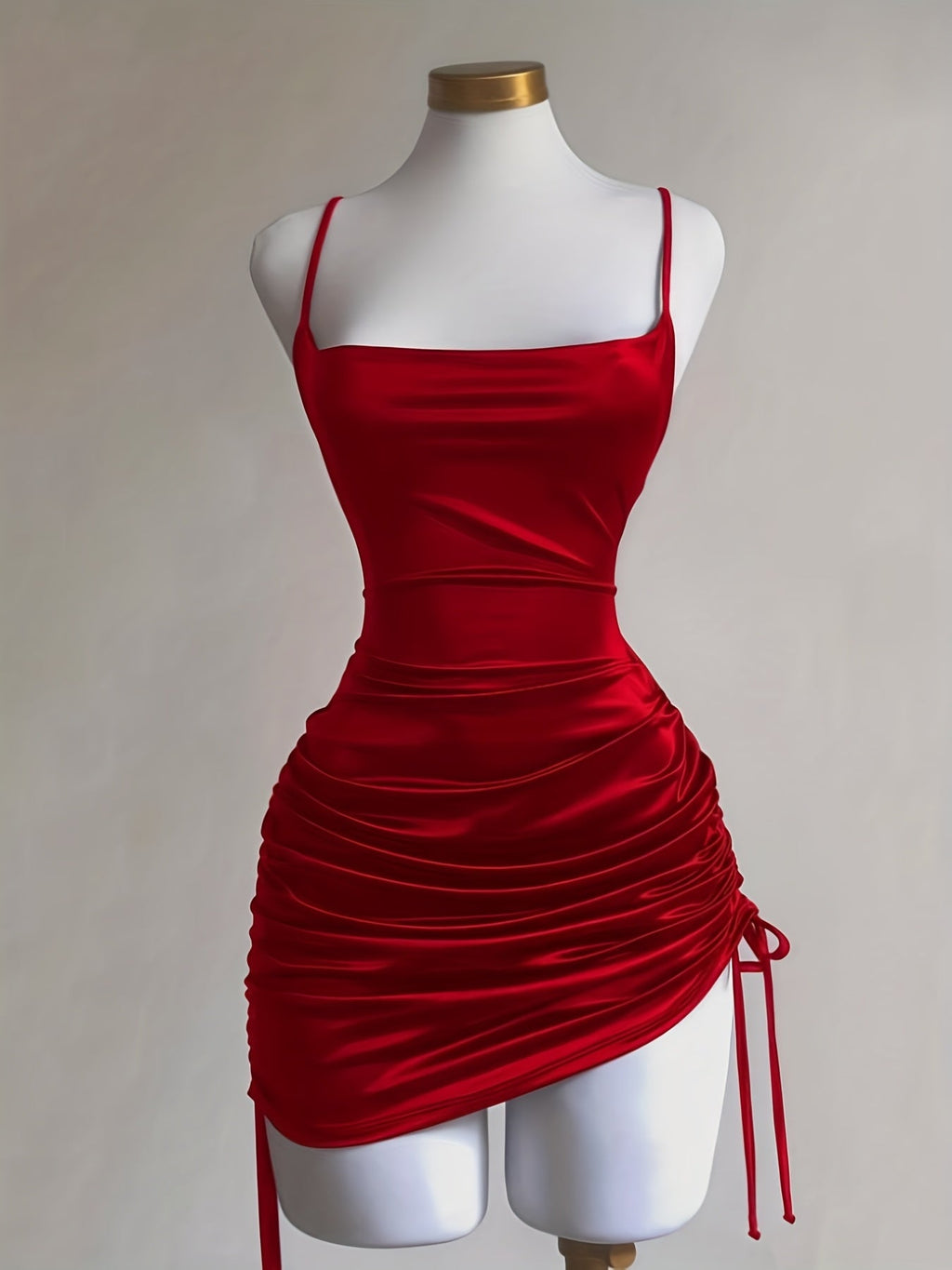 Ruched Drawstring Homecoming Mini Dress