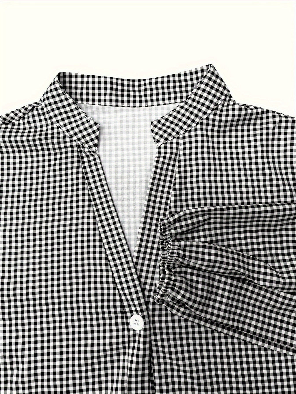 Gingham Check Button Front Tiered Ruffle Hem Mini Dress