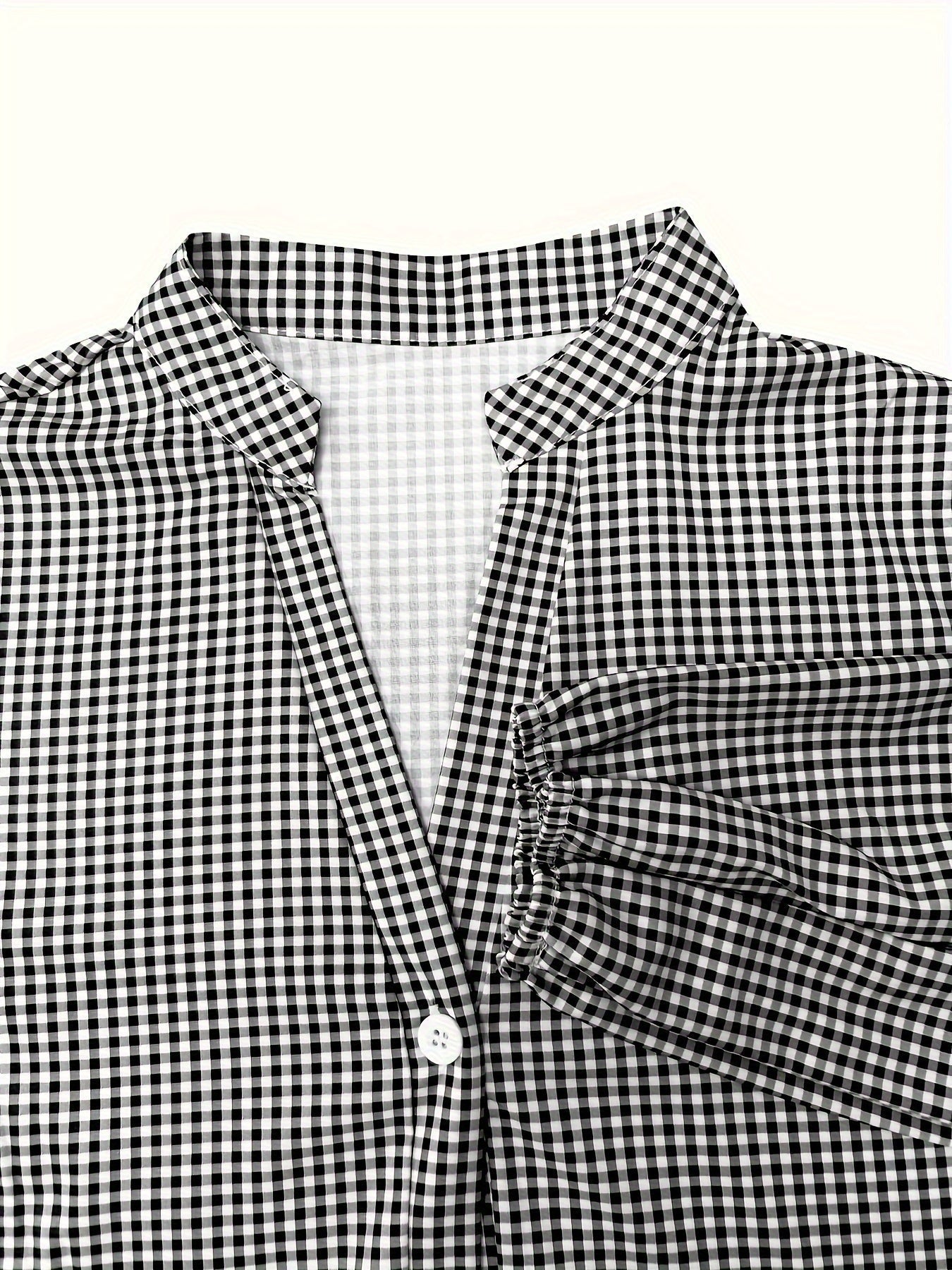 Gingham Check Button Front Tiered Ruffle Hem Mini Dress