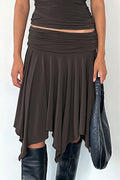 Ruffled Irregular Draped Midi Skirt