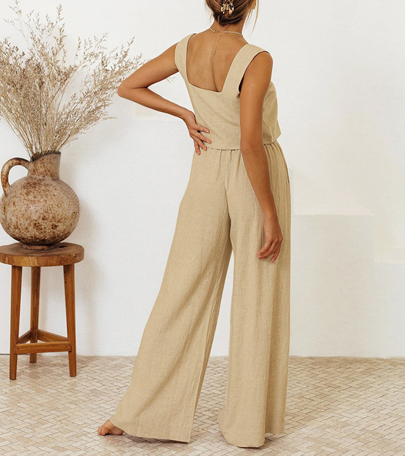 Megan - Minimalist Top And Wide-Leg Pants Set
