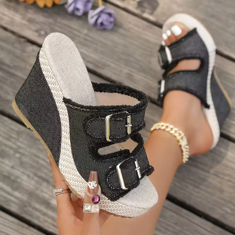 Espadrille Wedge Denim Sandals