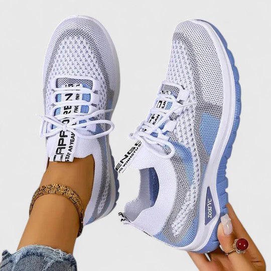 Colorblock Mesh Text Tab Lace Up Cushioned Running Sneaker