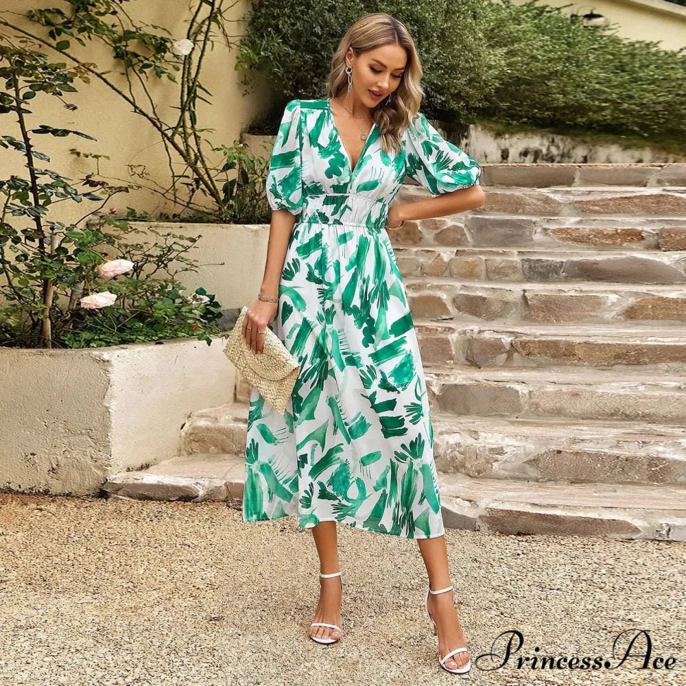 Eclectic Flowery A-line Midi Floral Dress