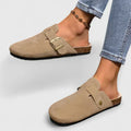 Suede Buckle Cork Sole Casual Flat Loafer