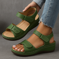Hook Loop Strap Cushioned Wedge Casual Sandal
