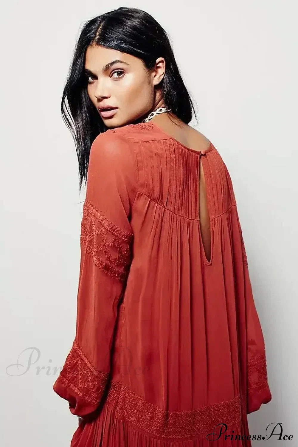 Embroidery Flower V-neck Split Mini Boho Dress