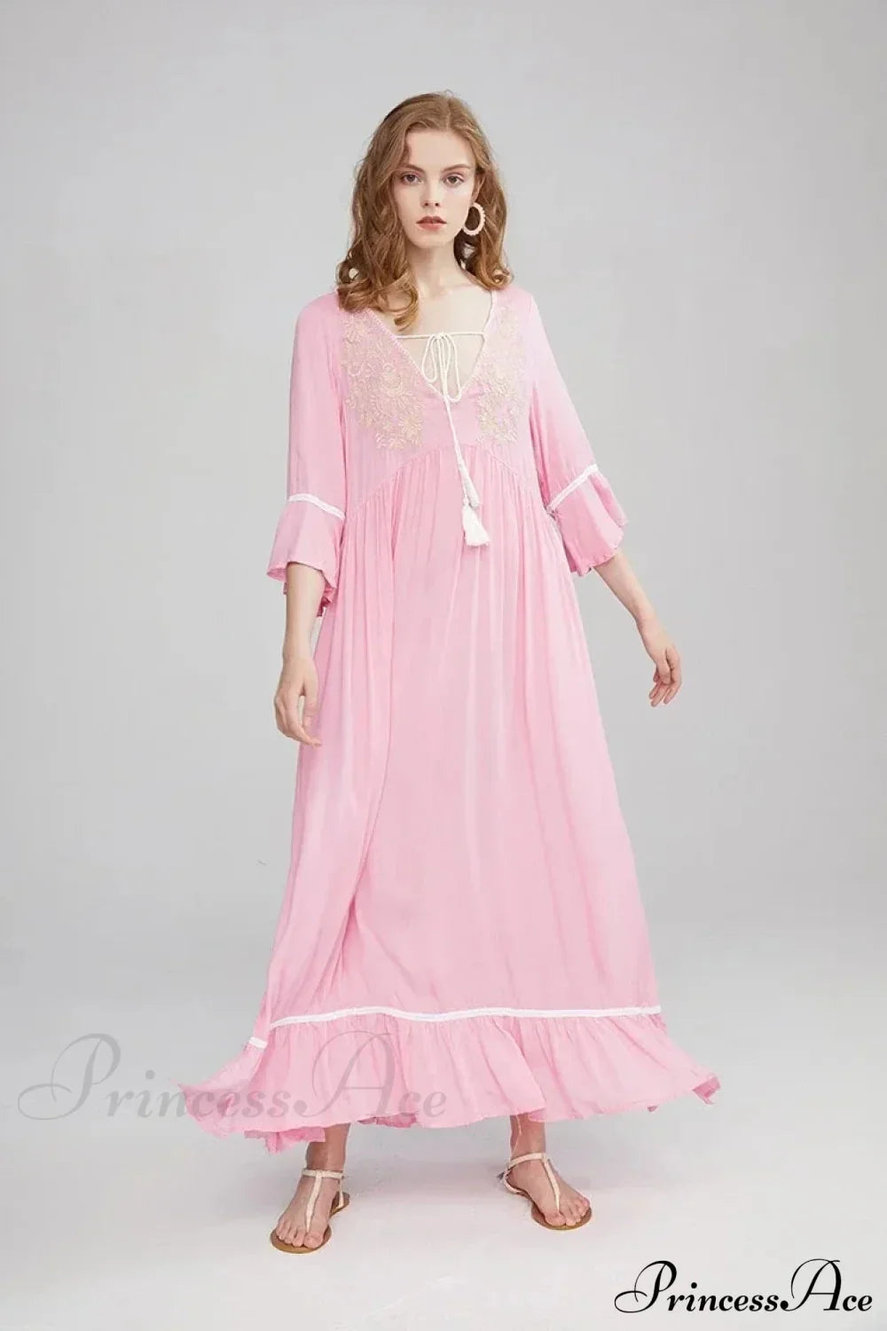 Embroidery Hollow Out Lace Retro White Boho Dress