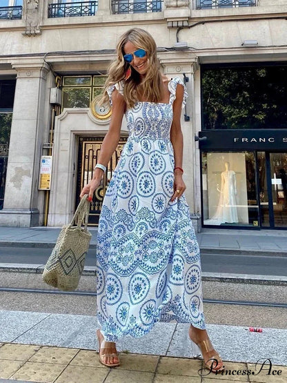 Empty Out Flower Stitching Soaring Sleeve Dress