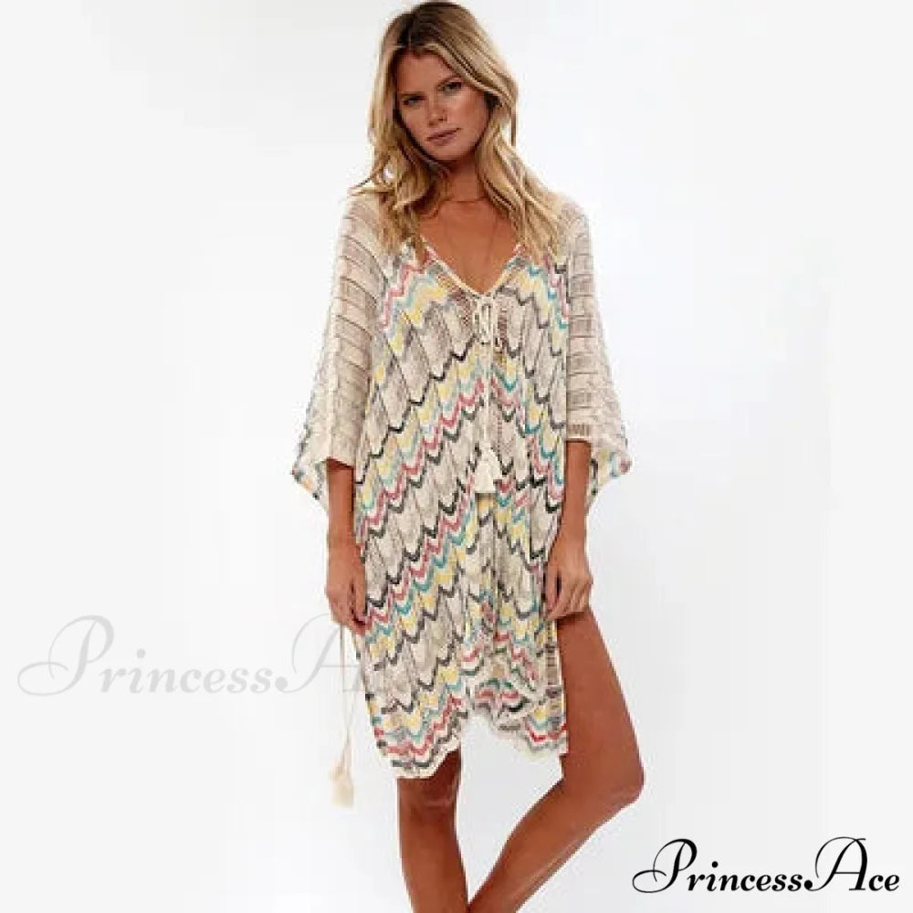 Empty Profound V-neck Lace Boho Mini Dress Cover up