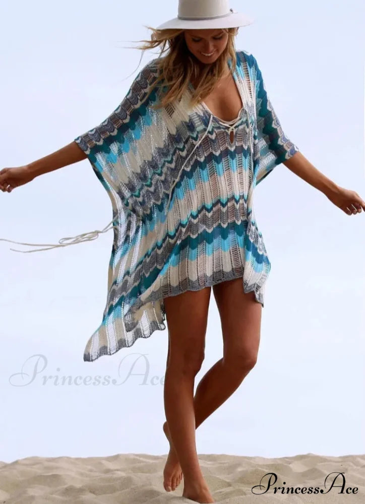 Empty Profound V-neck Lace Boho Mini Dress Cover up