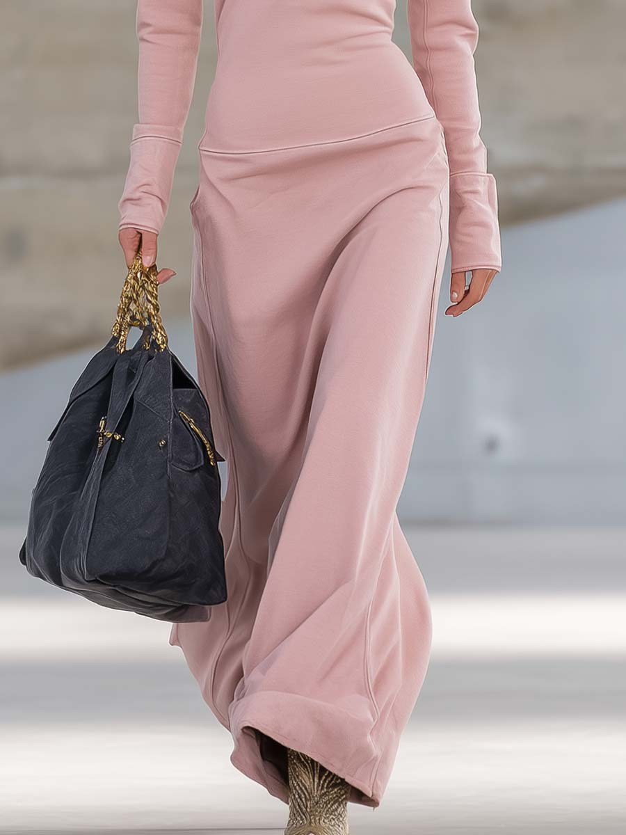 Half Zip Stand Collar Long Sleeve Bodycon Maxi Dress