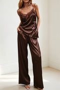 Chic V Neck Cami With Flowy Pants Two Piece Set