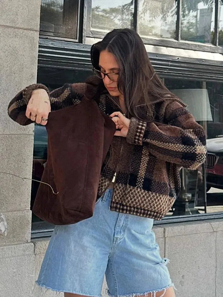 Vintage Zipper Baggy Long Sleeve Knit Cardigan – view 2