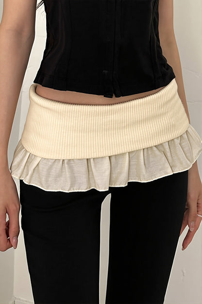 Ruffle Fold Waist Knit Flared Pants