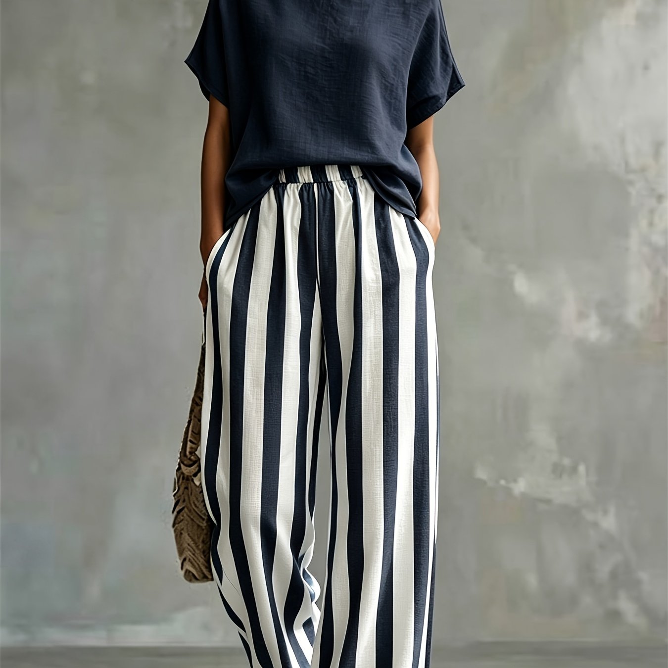 Striped Wide Leg Two Piece Set for Vacation Style