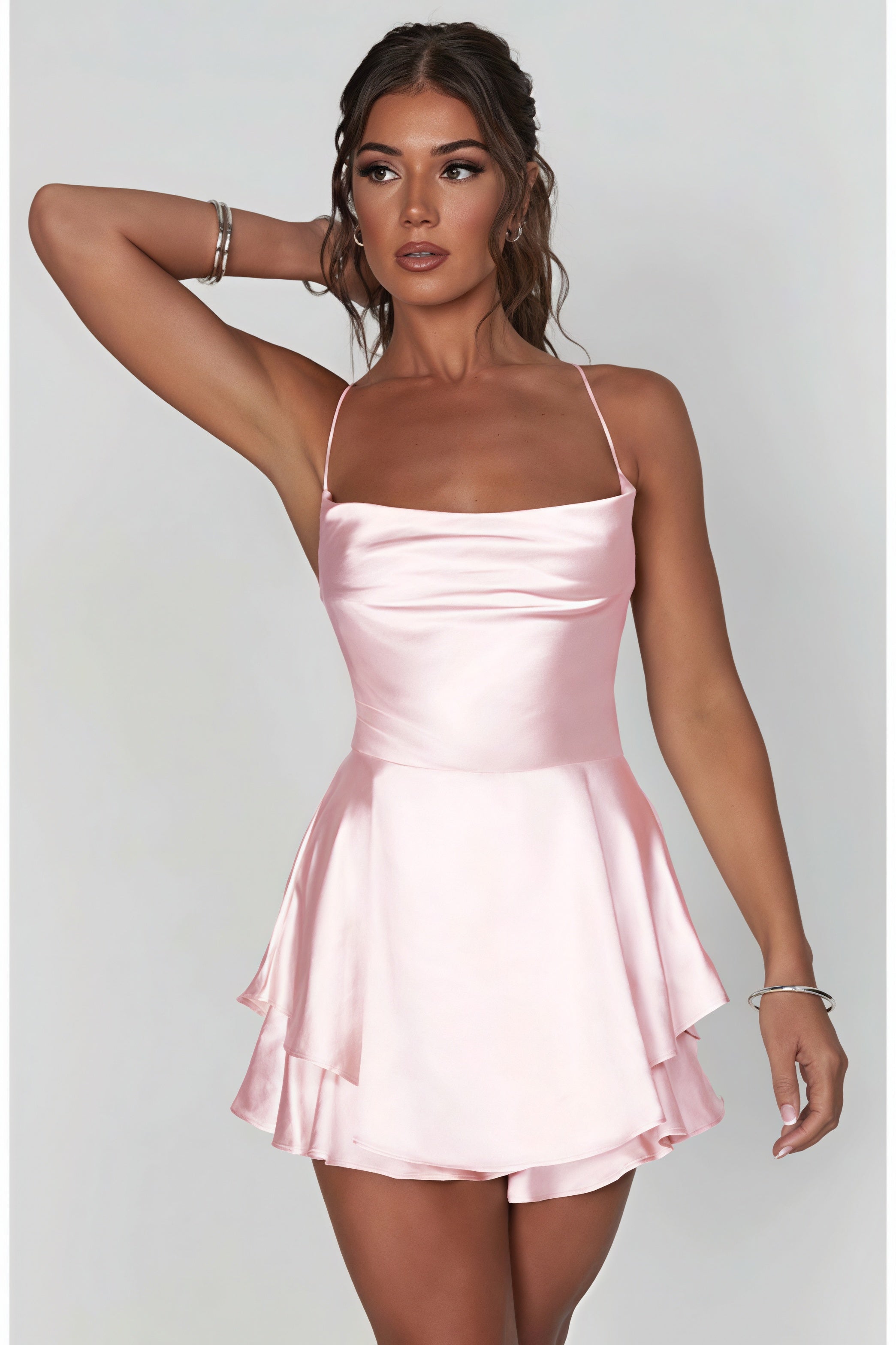 Sexy Slim Solid Color Backless Cami Mini Dress
