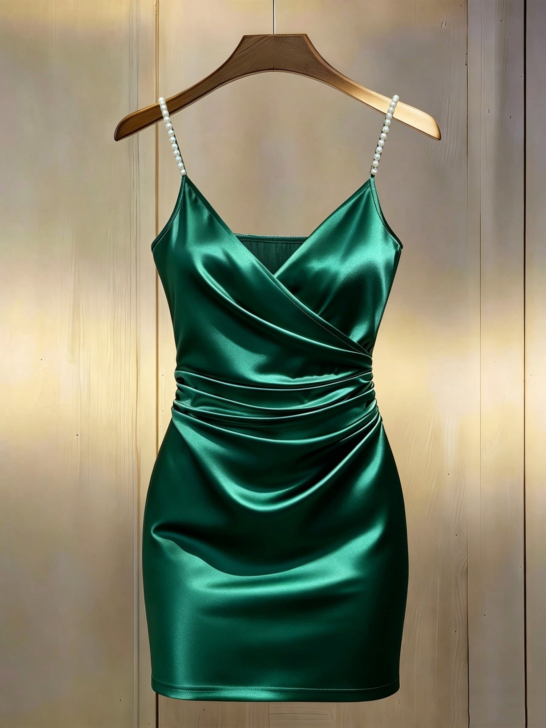 Pearl Strap Wrap Mini Homecoming Dress