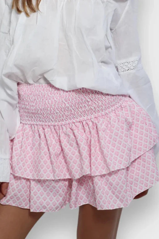 Indie Graphic Ruffle Pleated Skirt