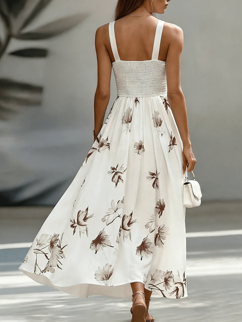 Floral Wrap V Neck Sleeveless A Line Maxi Dress - Wedding Guest