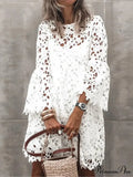 Fall Monochrome Lace Hollow Botanical Informal Botanical Dress