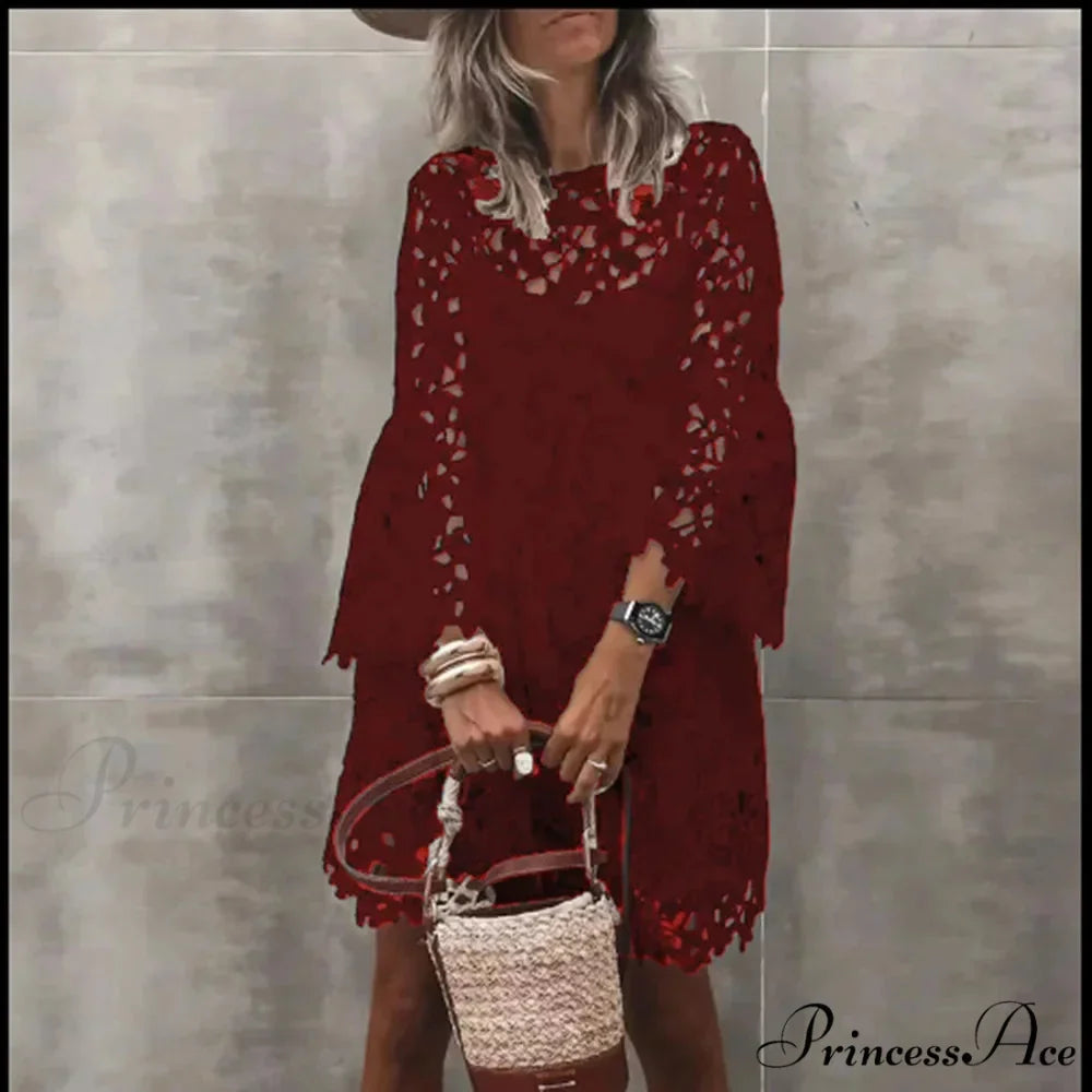 Fall Monochrome Lace Hollow Botanical Informal Botanical Dress