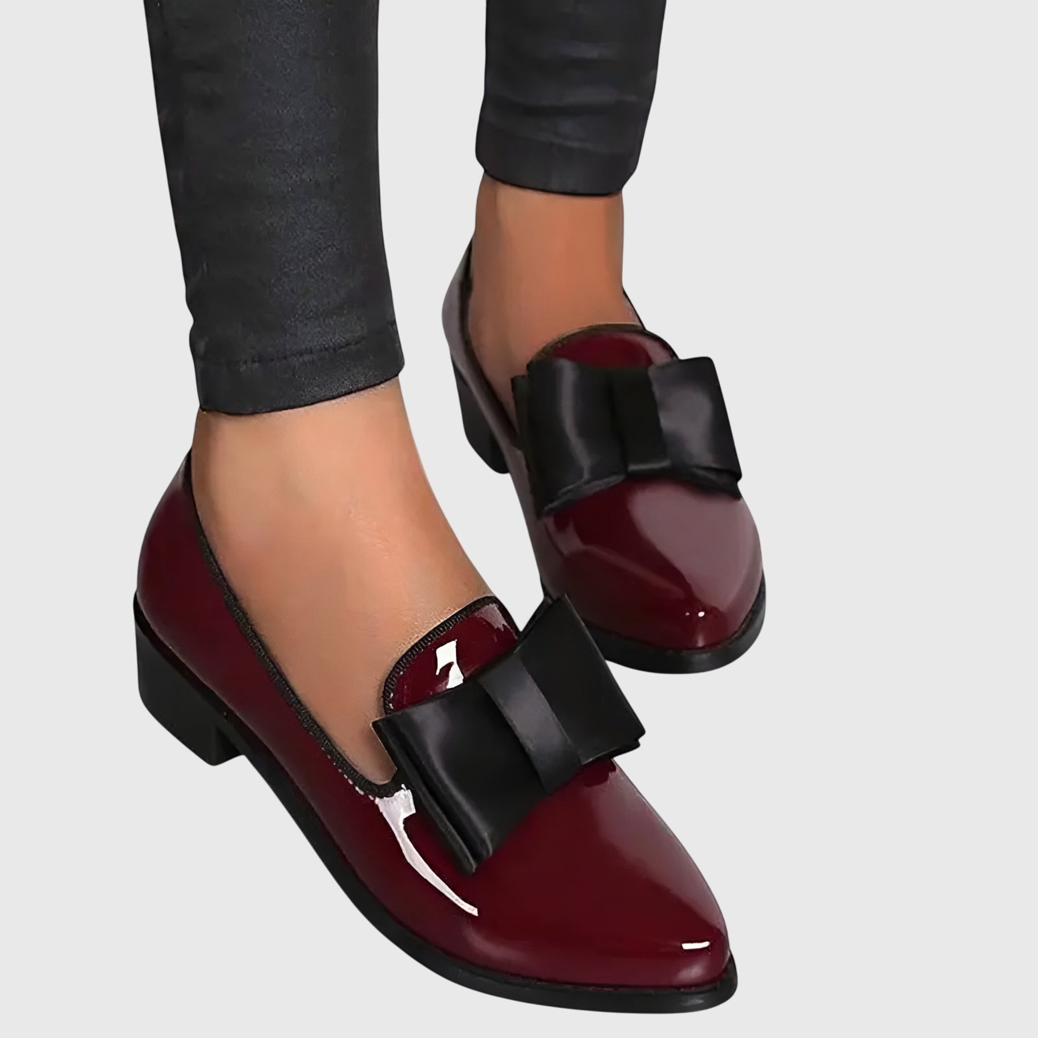 Bow Detail Patent Pointed Toe Slip On Loafer