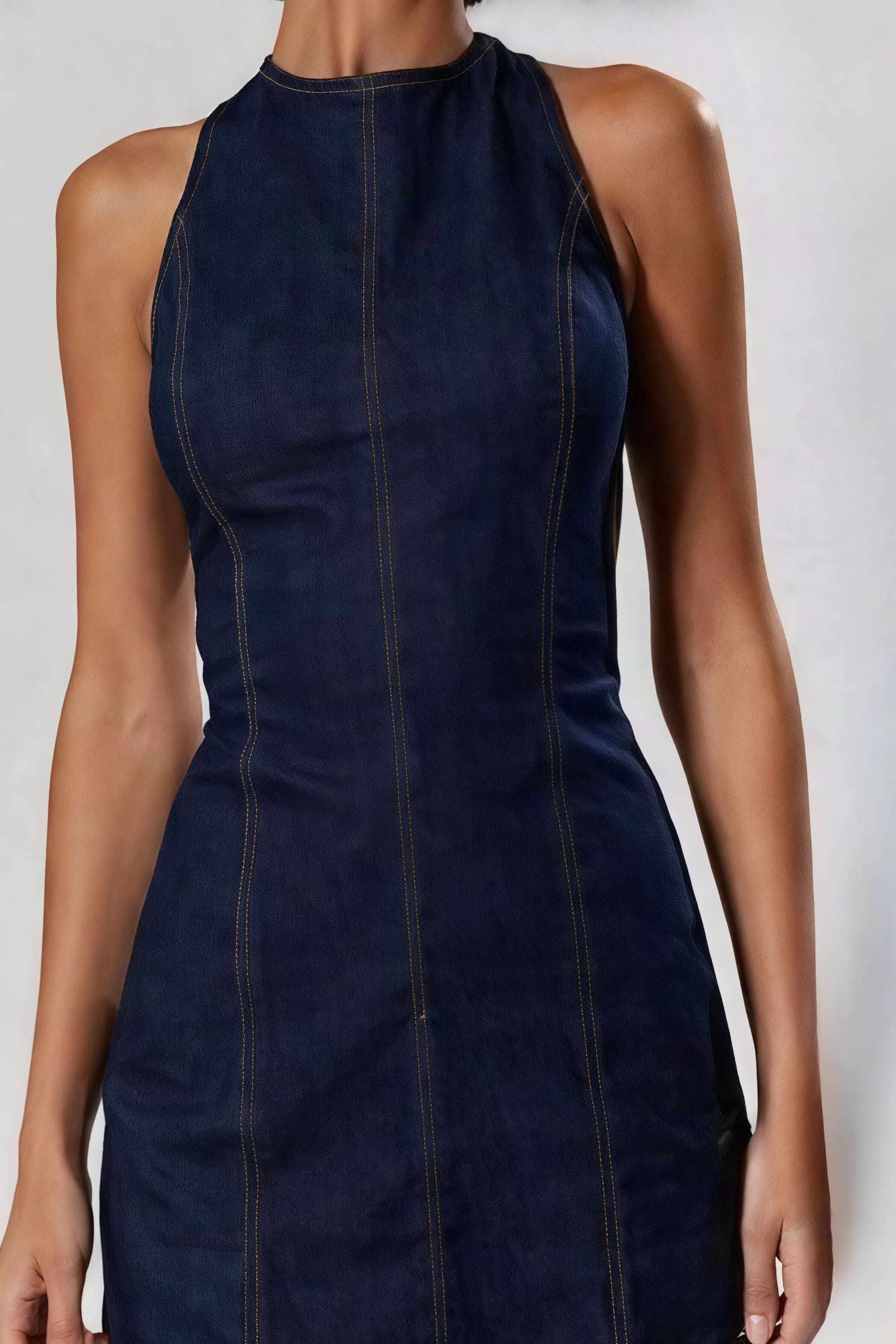 Denim Slim Sleeveless Mini Dress
