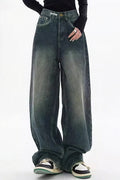 Retro Stylish High Waist Wide Leg Jeans