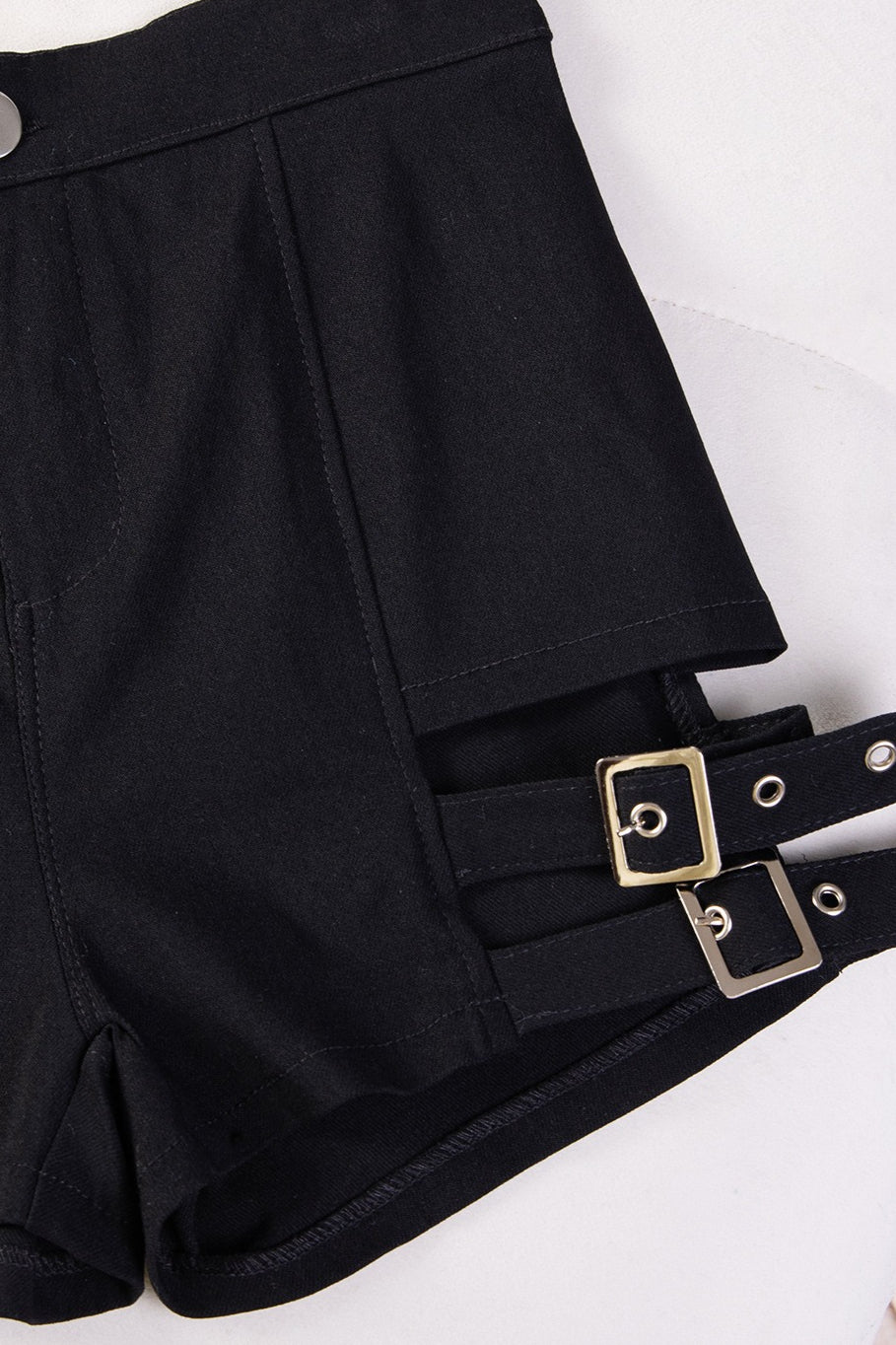 Stretchy Black Lace Up Waist Shorts