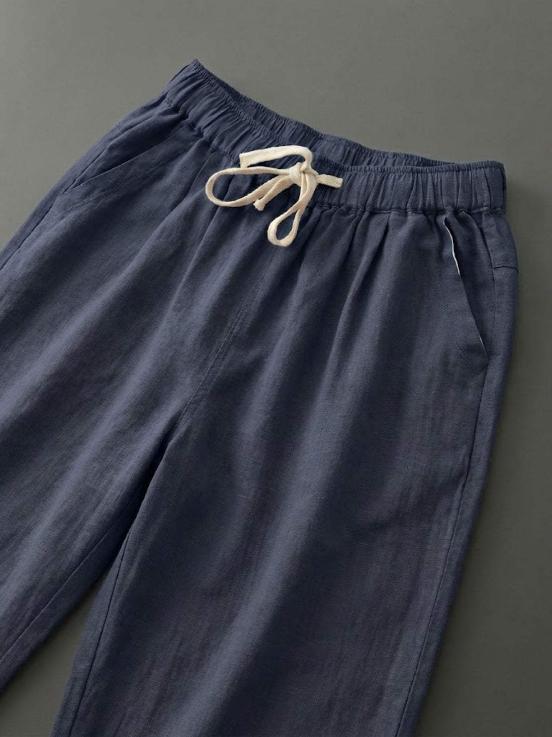 Drawstring Elasticated Waist Cuffed Hem Relaxed Linen Pant